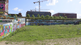 901821 Gezicht op enkele met graffiti bespoten muren op de tijdelijke graffitivrijplaats ('De Kuil van Leidsche Rijn') ...